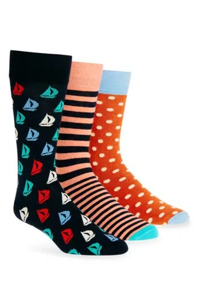Lorenzo Uomo Assorted 3-pack Cotton Blend Dress Socks In Multi