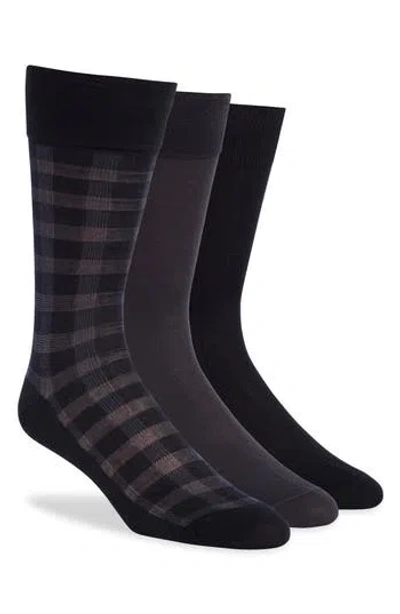 Lorenzo Uomo Assorted 3-pack Crew Socks In Black