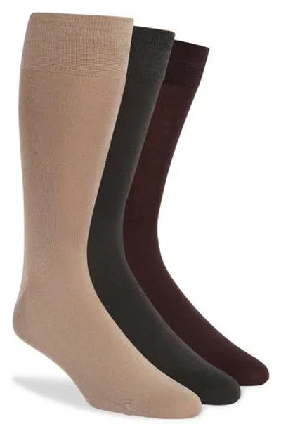 Lorenzo Uomo Assorted 3-pack Crew Socks In Brown