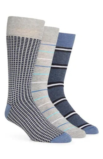 Lorenzo Uomo Assorted 3-pack Crew Socks In Gray