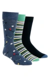 Lorenzo Uomo Assorted 3-pack Crew Socks In Multi
