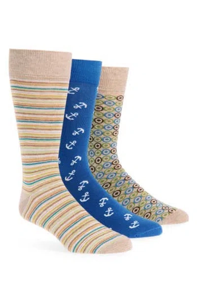 Lorenzo Uomo Assorted 3-pack Crew Socks In Multi