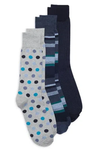 Lorenzo Uomo Assorted 3-pack Dress Socks In Blue