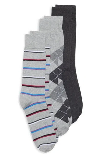 Lorenzo Uomo Assorted 3-pack Dress Socks In Gray
