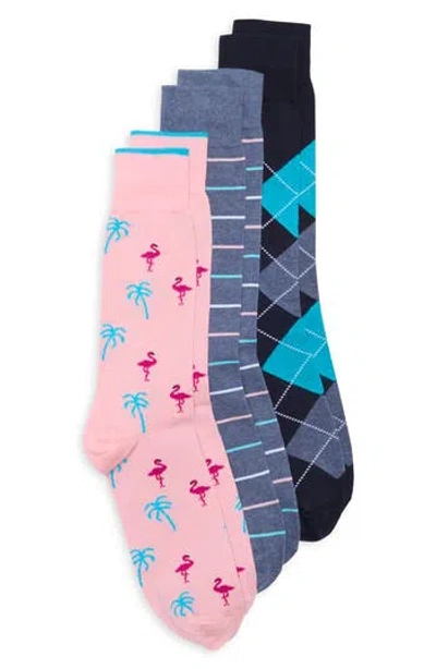 Lorenzo Uomo Assorted 3-pack Dress Socks In Pink
