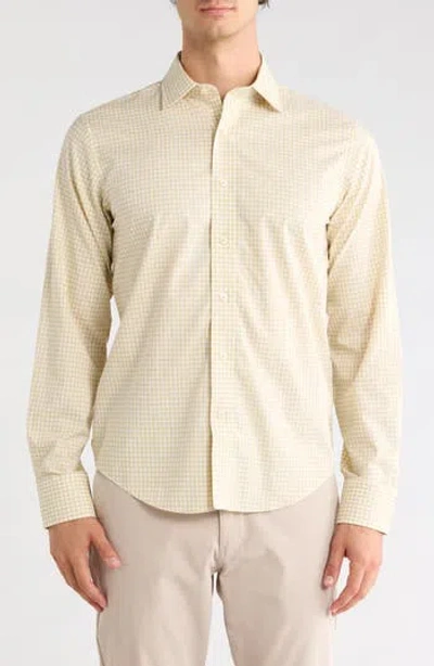 Lorenzo Uomo Gingham Trim Fit Cotton Shirt In Neutral