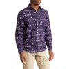 Lorenzo Uomo Holiday Print Button-down Shirt In Navy/red