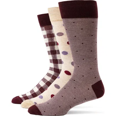 Lorenzo Uomo Mixed Pattern 3-pack Assorted Crew Socks In Multi