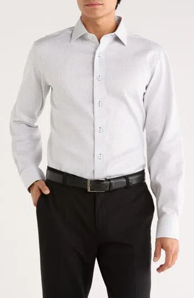 Lorenzo Uomo Pindot Trim Fit Dress Shirt In White