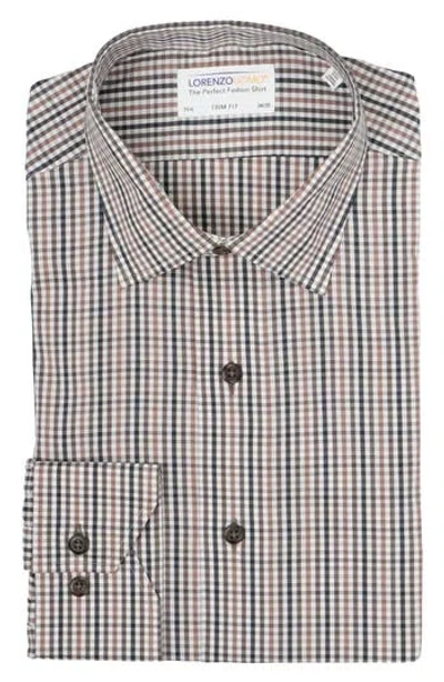 Lorenzo Uomo Plaid Check Trim Fit Stretch Cotton Blend Dress Shirt In Multi