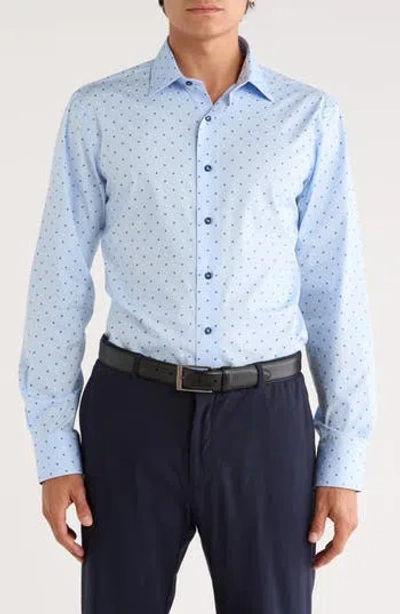 Lorenzo Uomo Print Trim Fit Dress Shirt In Blue