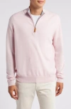 Lorenzo Uomo Quarter Zip Wool & Cashmere Sweater In Shell Pink