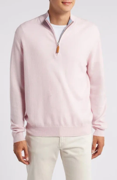 Lorenzo Uomo Quarter Zip Wool & Cashmere Sweater In Shell Pink