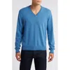 Lorenzo Uomo Tipped Merino Wool Sweater In Steel Blue