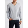 Lorenzo Uomo Tipped Merino Wool Sweater In Sterling