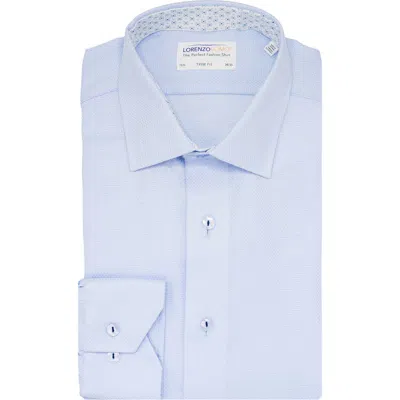 Lorenzo Uomo Trim Fit Basketweave Cotton Dress Shirt In Light Blue