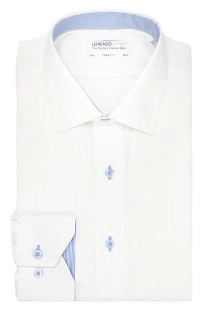 Lorenzo Uomo Trim Fit Basketweave Cotton Dress Shirt In White