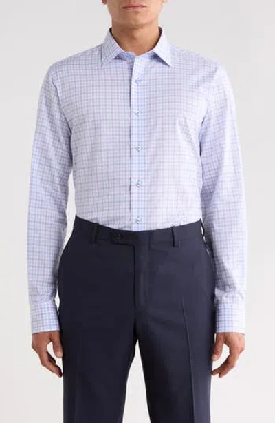 Lorenzo Uomo Trim Fit Check Cotton Dress Shirt In Light Blue/ Purple