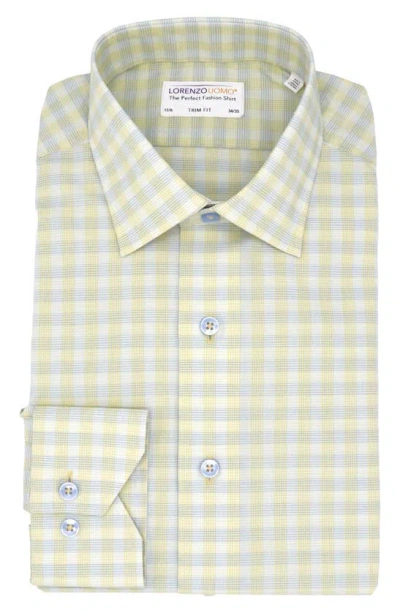 Lorenzo Uomo Trim Fit Check Stretch Cotton Dress Shirt In Yellow