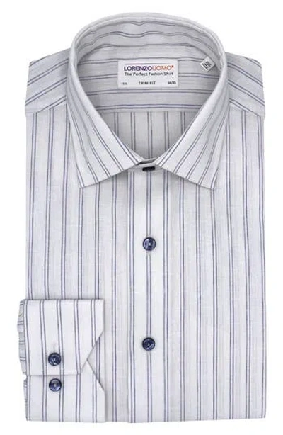 Lorenzo Uomo Trim Fit Double Stripe Dress Shirt In White/light Blue