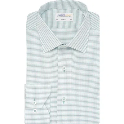 Lorenzo Uomo Trim Fit Grid Print Cotton Dress Shirt In Emerald Green