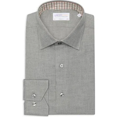 Lorenzo Uomo Trim Fit Heathered Cotton Dress Shirt In Blue