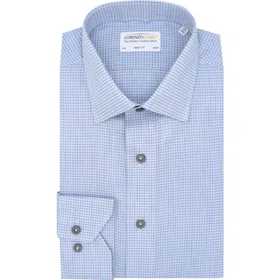 Lorenzo Uomo Trim Fit Heathered Windowpane Dress Shirt In Grey/blue