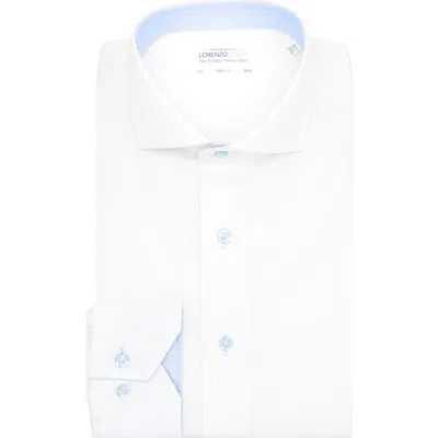 Lorenzo Uomo Trim Fit Herringbone Cotton Dress Shirt In White