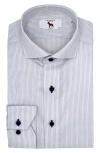 Lorenzo Uomo Trim Fit Herringbone Pinstripe Dress Shirt