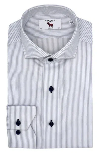 Lorenzo Uomo Trim Fit Herringbone Pinstripe Dress Shirt