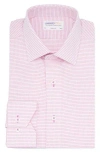 Lorenzo Uomo Trim Fit Micro Grid Cotton Oxford Dress Shirt In Pink