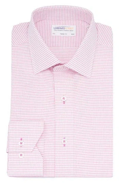Lorenzo Uomo Trim Fit Micro Grid Cotton Oxford Dress Shirt In Pink
