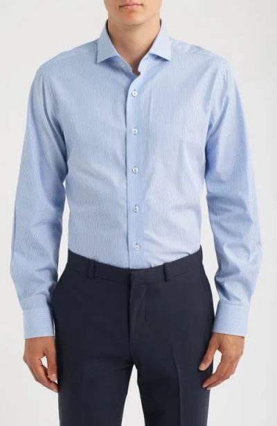 Lorenzo Uomo Trim Fit Pinstripe Cotton Dress Shirt In Blue