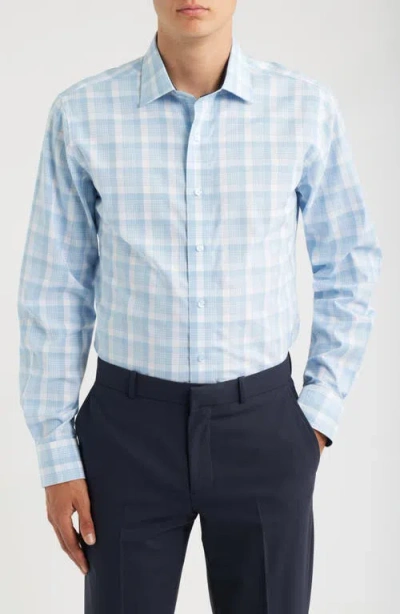 Lorenzo Uomo Trim Fit Plaid Check Cotton Dress Shirt In Blue