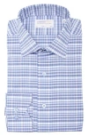 Lorenzo Uomo Trim Fit Plaid Cotton Blend Dress Shirt In Navy
