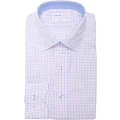 Lorenzo Uomo Trim Fit Small Check Cotton Dress Shirt In Multi