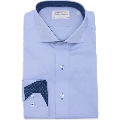 Lorenzo Uomo Trim Fit Solid Cotton Dress Shirt In Light Blue