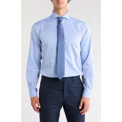 Lorenzo Uomo Trim Fit Solid Textured Dress Shirt In Blue