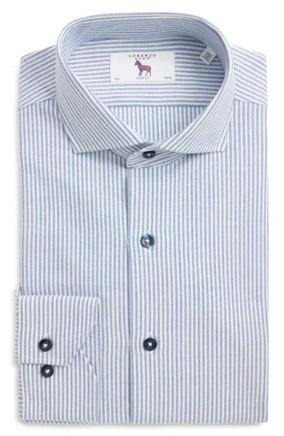 Lorenzo Uomo Trim Fit Stripe Cotton Oxford Cloth Dress Shirt In Multi