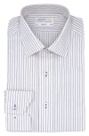 Lorenzo Uomo Trim Fit Stripe Cotton Oxford Cloth Dress Shirt In White/ Blue/ Orange
