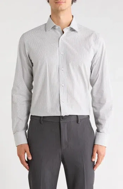 Lorenzo Uomo Trim Fit Stripe Dress Shirt In Gray