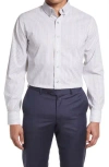 Lorenzo Uomo Trim Fit Stripe Dress Shirt In Tan/white