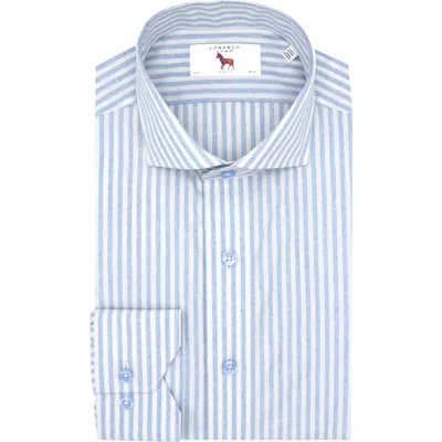 Lorenzo Uomo Trim Fit Stripe Dress Shirt In Blue