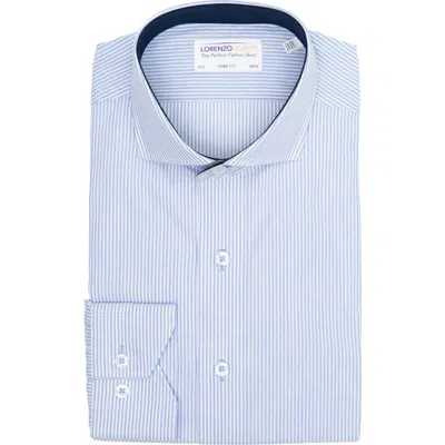 Lorenzo Uomo Trim Fit Stripe Print Dress Shirt In Blue