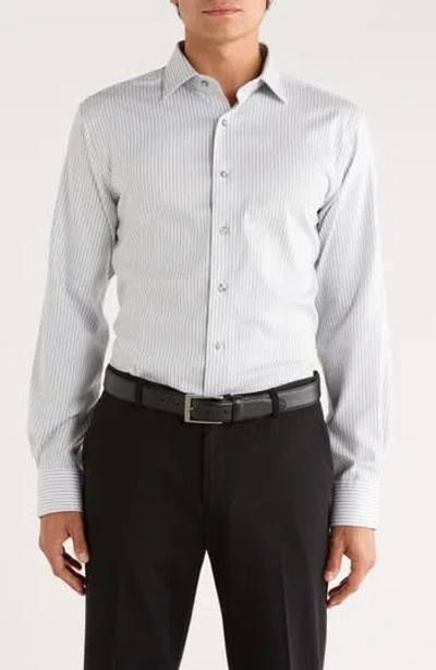 Lorenzo Uomo Trim Fit Stripe Textured Stretch Dress Shirt In Gray