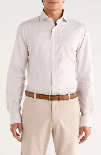Lorenzo Uomo Trim Fit Stripe Textured Stretch Dress Shirt In White