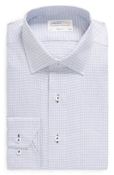 Lorenzo Uomo Trim Fit Textured Box Grid Cotton Dress Shirt In Purple/blue