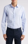 LORENZO UOMO LORENZO UOMO TRIM FIT TEXTURED CHECK COTTON DRESS SHIRT