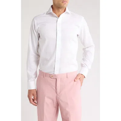 Lorenzo Uomo Trim Fit Textured Cotton Dress Shirt In White