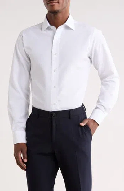 Lorenzo Uomo Trim Fit Textured Cotton Dress Shirt In White